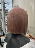 ダブルカラーハイトーンボブ切りっぱなしボブピンクブリーチ韓国