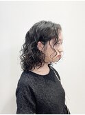 【松戸 藤原】黒髪ミディアムパーマ大人かわいい