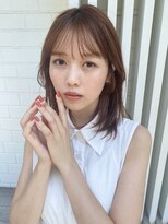 大人かわいい顔まわりレイヤーシースルーバングピンクベージュ