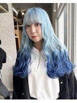 ラニヘアサロン(lani hair salon)&nbsp;水色＆裾ブルー/グラデーション/デザインカラー【大名/天神】