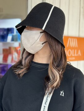 モーラ 浅香山店(MOLLA) インナーカラー/ホワイトベージュ/セミロング/韓国ヘア/夏ヘア