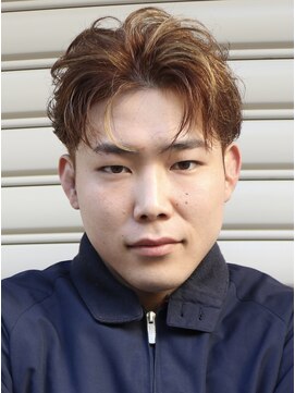 ヘアカロン 熊本本店(Hair CALON) メンズブラウンハイライトフェザーショート熊本下通