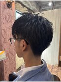 スパイキーショート/ブルーブラック/フェザーパーマ/鎌取/石橋
