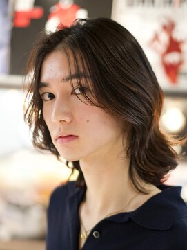 アンサー 渋谷(ANSWER) メンズミディアム　メンズボブ　シースルーボブ