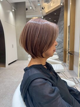 ソワネ 表参道(soigne) 青山白髪ぼかしハイライトタッセルボブミルクティーベージュ30代