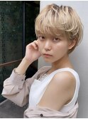 丸顔さんも垢抜ける☆柔らかマッシュのマロンベージュ