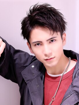 ネイビー(NAVY) アシメスパイキーアップバング