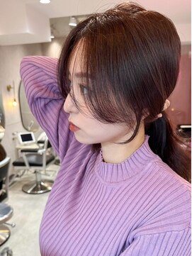 シーシンジュク 新宿南口(Sea shinjuku) ブリーチなしチョコレート色×前髪/顔周りレイヤー韓国ヘア[新宿