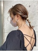 ミディアムボブ★金箔紐ヘアセット 私服にも♪