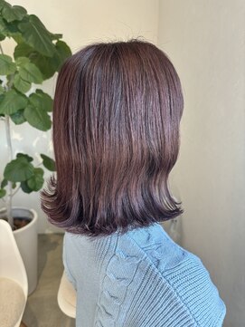 スレッド(SRED) バイオレットカラー　ブリーチなし　切りっぱなしボブ　外ハネ