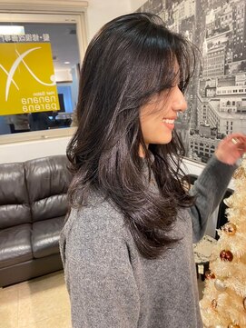 ナナナパレナ 梅田店(nanana parena) 大人韓国風コテ巻き風パーマ×レイヤーカット×グレージュ