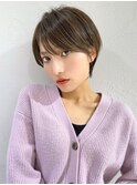 前髪あり耳掛け丸みくびれ大人ショートボブ20代30代40代50代＊