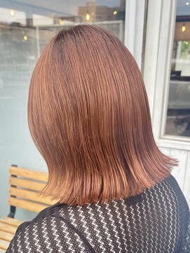 ヘアリゾート クオリア(hair resort Quaria by piece) ブリーチなしダブルカラーアプリコットオレンジレッドピンク韓国