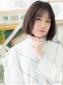 バレイヤージュ前下がり小顔切りっぱなしボブa大宮20代30代40代