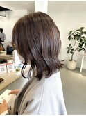 切りっぱなし×ブリーチなしグレージュ