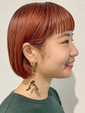 ソーコ 渋谷(SOCO) 切りっぱなしショートボブオレンジカラーオレンジブラウン