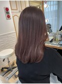 カシスピンク 艶カラー 韓国ヘアー、