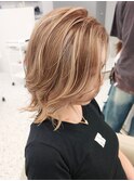 ハイライト/ベージュ/ショート