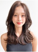 ナチュラルカール前髪艶感斜めバング外ハネボブワンカール