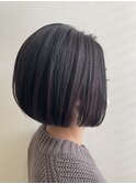 大人可愛い小顔似合わせカットブリーチなしショコラアッシュボブ