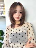 髪質改善ミディアムレイヤー艶髪カラー顔まわりレイヤー