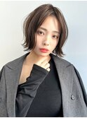 ショートボブ 丸みボブ マロンブラウン ケアブリーチ ツヤ髪