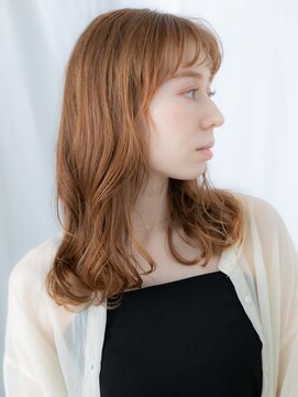 ドクターズ サロン ラブ(Dr's Salon LAB) ぱっつん前髪オレンジブラウンカジュアルセミディg古河20代30代