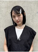 ◎切りっぱなしボブ縮毛矯正ショートボブストレートパーマ