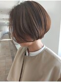 前髪長め丸みショートボブ/ショートカット/ショートヘア/