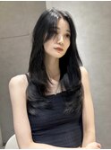 韓国/前髪/黒髪/小顔/レイヤーカット/ネビージュ/顔周りカット