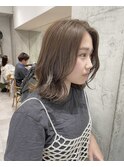 くじれミディアム オリーブグレージュ ブリーチなしカラー