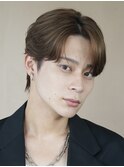 メンズミルクティーベージュコンマヘアアッシュグレージュカラー