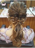ローポニー リボン編み込みアレンジ(*^ω^*)
