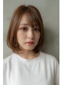 大人かわいい前髪セシルカットココアブラウンフリンジウェーブ