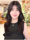 グレーベージュストレートレイヤーロング黒髪◎20代30代40代50代