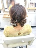 【お呼ばれ】変形ツインお団子 ベロアリボン