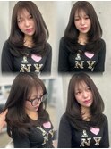 【セミロング】ザクザクレイヤーカット&透明感グレージュカラー