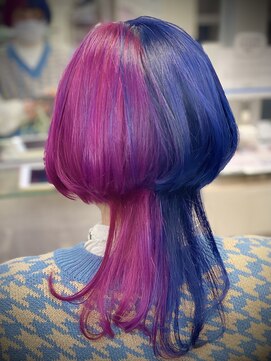 キャラ シャローネ 池袋(Chara Chalone) クラゲウルフカットツートーンカラーピンクブルー個性派ちゃん