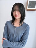 韓国ヘア/くびれレイヤーカット顔周りミニウルフブルーブラック