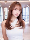 ミディアム髪質改善ストレート顔周りレイヤーカット前髪縮毛矯正