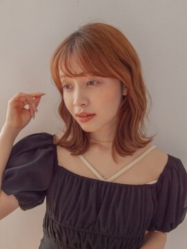 サロン ド ウィズ 八幡店(Salon de With) オレンジカラーミディアムスタイル