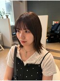 前髪カット/ボブカット/ブラウンカラー/透明感カラー