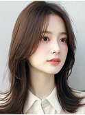 艶感ロング × ナチュラルブラウン