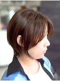 【似合わせボブ】ペールオレンジ/チョコレートブラウン