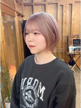 アフターニュース 新潟(afternews) ピンクベージュ/ショートボブ/ケアブリーチ/ダブルカラー/新潟