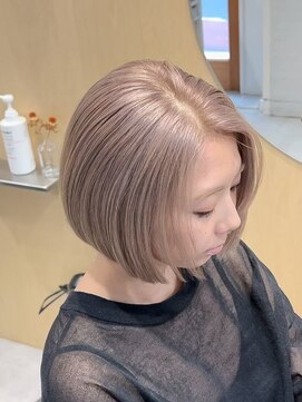 スタン 渋谷(Stam) ミルクティーベージュボブダブルカラーケアブリーチダブルカラー