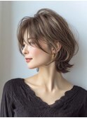 ミセスショートボブ白髪ぼかし脱白髪染め30代40代50代60代♪