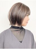 【松戸　松田】切りっぱなしボブレイヤー　グレージュカラー