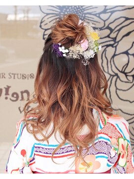 美容室 びゃんびゃん 社店 卒園式アレンジスタイル