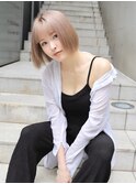 暖色系ハイトーンカラー×小顔ショートボブ/ミルクティーカラー